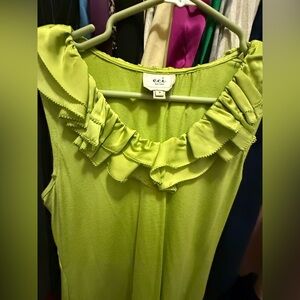 NWOT ECI Vibrant Green Ruffle top